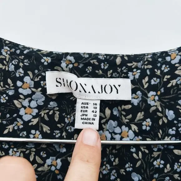 Shona Joy Denise Pintuck Babydoll Mini Balloon Puff Sleeve Short Floral Dress 10 - Picture 6 of 16